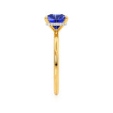 PARIS - Chatham® Princess Blue Sapphire & Diamond 18k Yellow Gold Petite Hidden Halo
