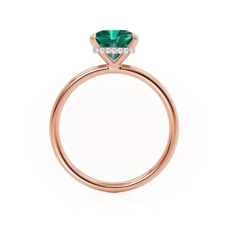 PARIS - Chatham® Princess Emerald & Diamond 18k Rose Gold Petite Hidden Halo