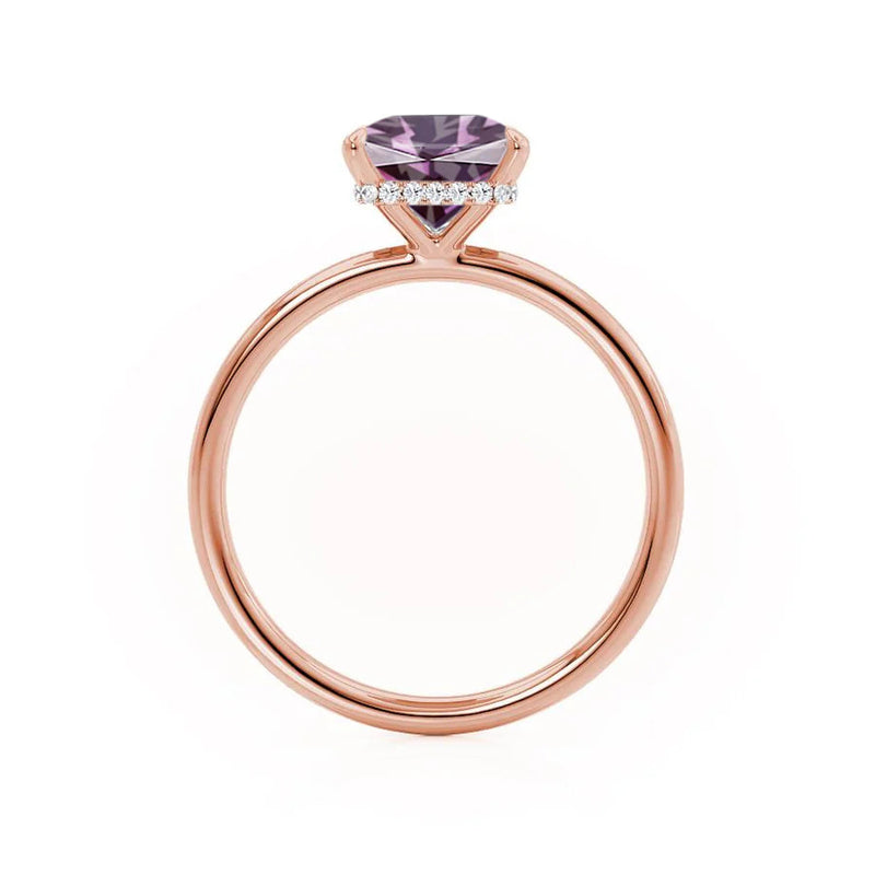 PARIS - Chatham® Princess Alexandrite & Diamond 18k Rose Gold Petite Hidden Halo
