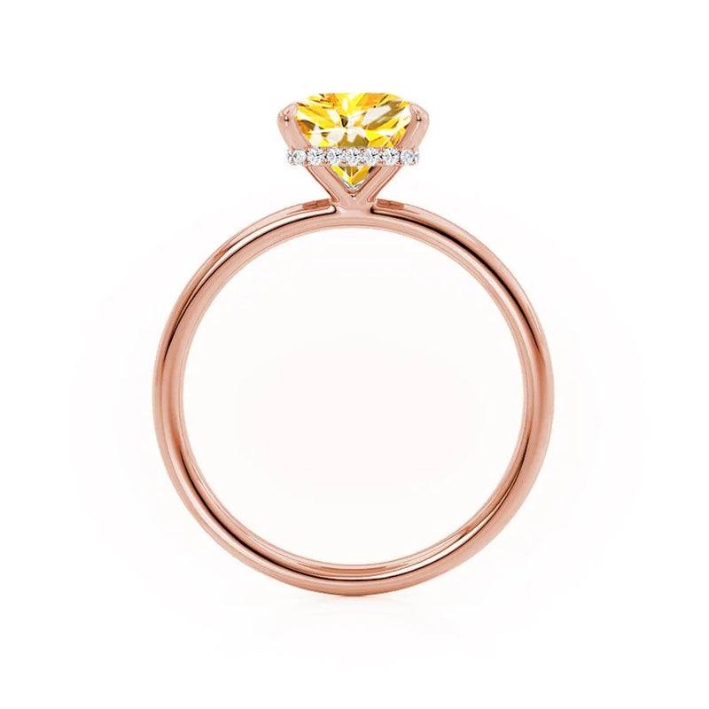 PARIS - Chatham® Princess Yellow Sapphire & Diamond 18k Rose Gold Petite Hidden Halo
