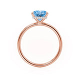 PARIS - Chatham® Princess Aqua Spinel & Diamond 18k Rose Gold Petite Hidden Halo