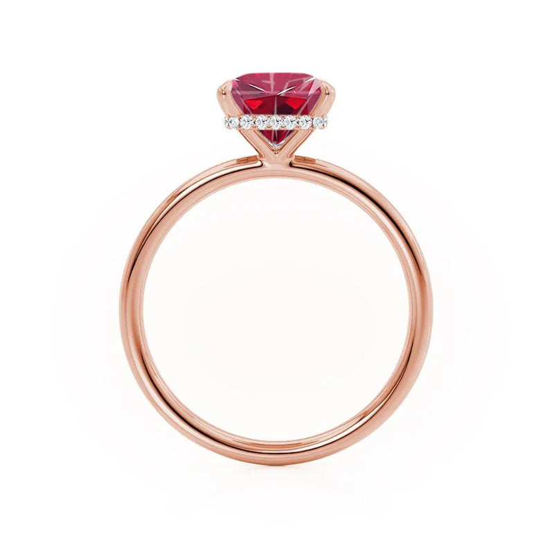 PARIS - Chatham® Princess Ruby & Diamond 18k Rose Gold Petite Hidden Halo
