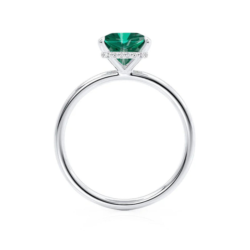 PARIS - Chatham® Princess Emerald & Diamond 18k White Gold Petite Hidden Halo