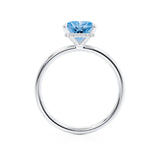 PARIS - Chatham® Princess Aqua Spinel & Diamond 950 Platinum Petite Hidden Halo