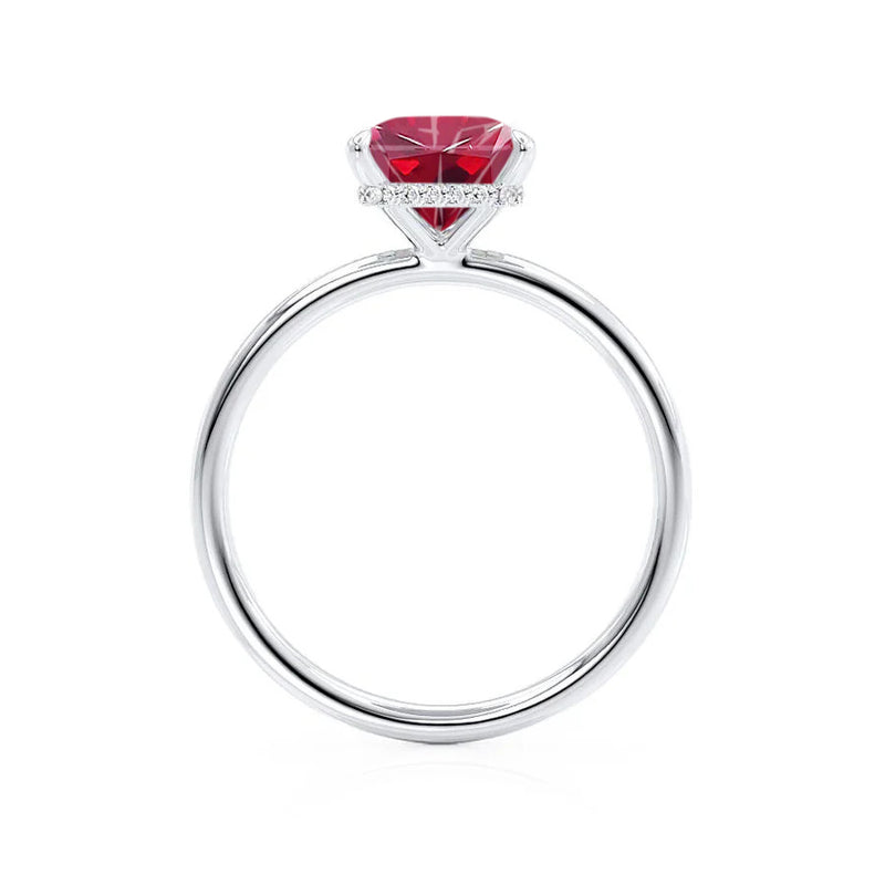 PARIS - Chatham® Princess Ruby & Diamond 18k White Gold Petite Hidden Halo