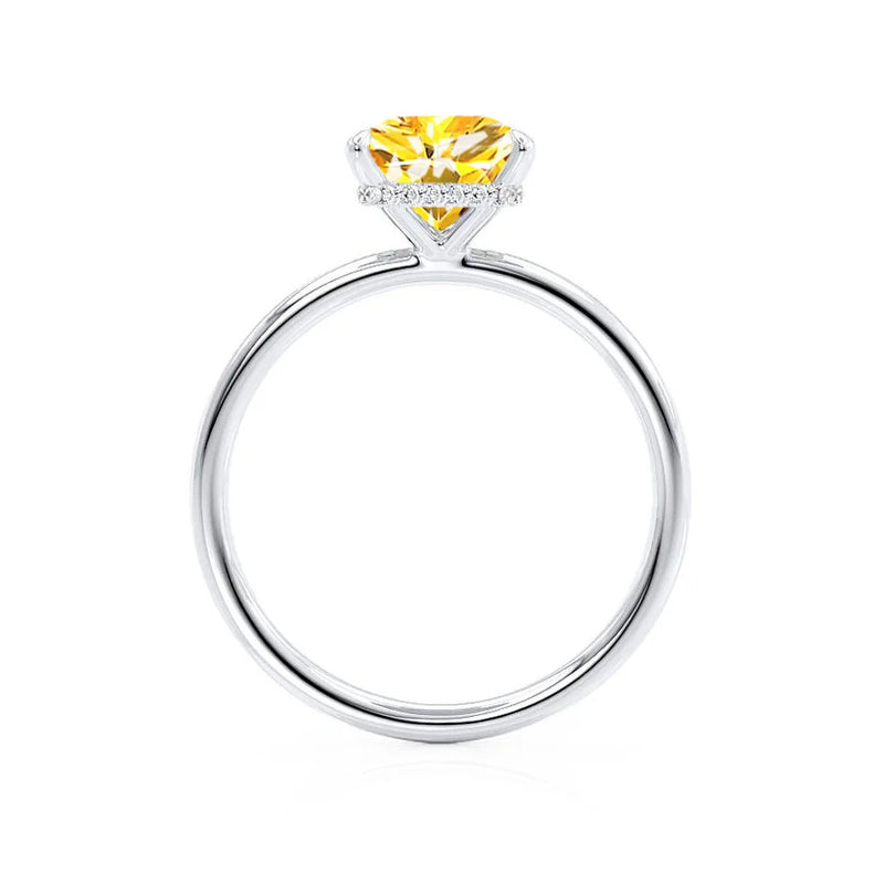 PARIS - Chatham® Princess Yellow Sapphire & Diamond 950 Platinum Petite Hidden Halo