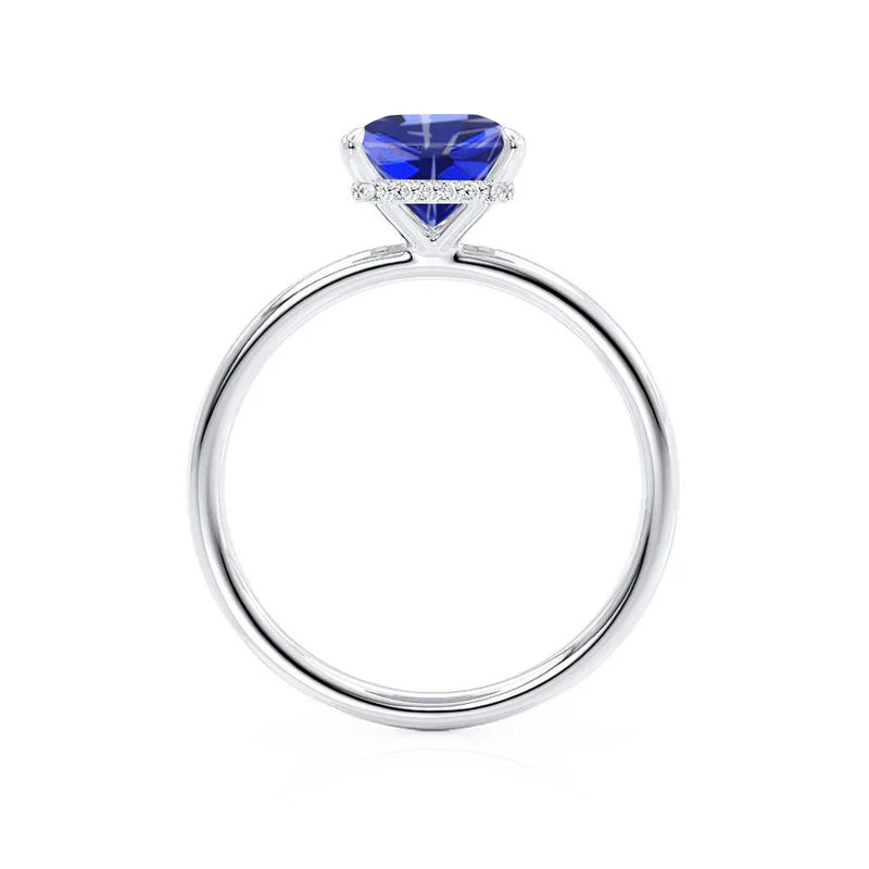 PARIS - Chatham® Princess Blue Sapphire & Diamond 18k White Gold Petite Hidden Halo