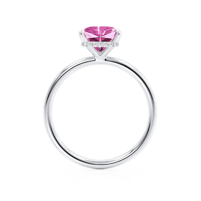 PARIS - Chatham® Princess Pink Sapphire & Diamond 18k White Gold Petite Hidden Halo
