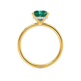 PARIS - Chatham® Princess Emerald & Diamond 18k Yellow Gold Petite Hidden Halo