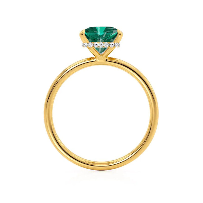 PARIS - Chatham® Princess Emerald & Diamond 18k Yellow Gold Petite Hidden Halo