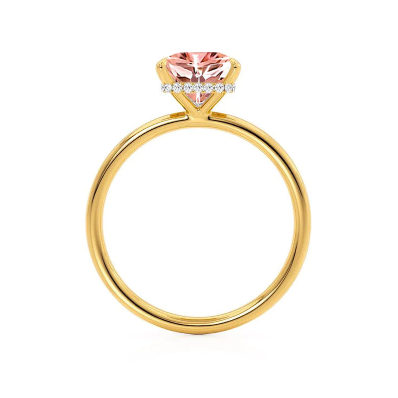 PARIS - Chatham® Princess Champagne Sapphire & Diamond 18k Yellow Gold Petite Hidden Halo