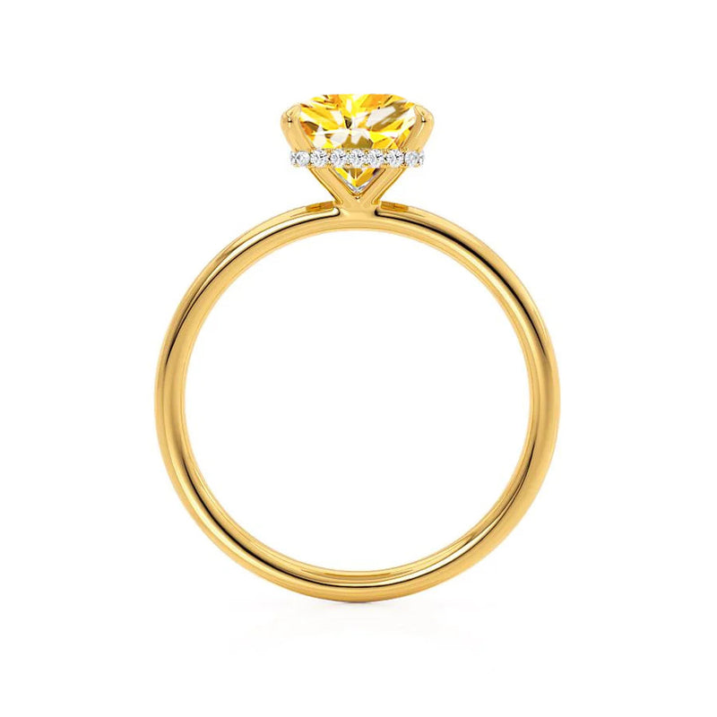 PARIS - Chatham® Princess Yellow Sapphire & Diamond 18k Yellow Gold Petite Hidden Halo