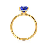 PARIS - Chatham® Princess Blue Sapphire & Diamond 18k Yellow Gold Petite Hidden Halo