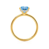 PARIS - Chatham® Princess Aqua Spinel & Diamond 18k Yellow Gold Petite Hidden Halo