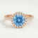 LAVENDER - Round Blue Lab Diamond 18k Rose Gold Petite Halo Ring