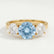 LEANORA - Round Aquamarine Blue Sapphire 18k Yellow Gold Trilogy