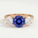 LEANORA - Round Blue Sapphire 18k Rose Gold Trilogy