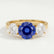 LEANORA - Round Blue Sapphire 18k Yellow Gold Trilogy