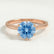 LILLIE - Round Blue Lab Diamond 18k Rose Gold 6 Prong Knife Edge Solitaire Ring