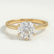 Lillie solitaire round lab diamond knife edge setting set 18k yellow gold engagement ring
