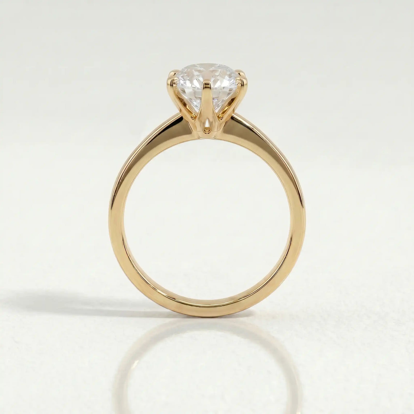 LILLIE - Round Lab Diamond 18K Yellow Gold 6 Prong Knife Edge