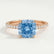 LIVELY - Cushion Blue Lab Diamond 18k Rose Gold Petite Hidden Halo Pavé Shoulder Set Ring