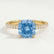 LIVELY - Cushion Blue Lab Diamond 18k Yellow Gold Petite Hidden Halo Pavé Shoulder Set Ring