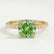 LIVELY - Cushion Green Lab Diamond 18k Yellow Gold Petite Hidden Halo Pavé Shoulder Set Ring