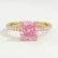 LIVELY - Cushion Pink Lab Diamond 18k Yellow Gold Petite Hidden Halo Pavé Shoulder Set Ring