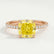 LIVELY - Cushion Yellow Lab Diamond 18k Rose Gold Petite Hidden Halo Pavé Shoulder Set Ring