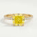 LIVELY - Cushion Yellow Lab Diamond 18k Yellow Gold Petite Hidden Halo Pavé Shoulder Set Ring