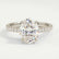 Lively oval lab diamond hidden halo shoulder set 18k white gold platinum engagement ring
