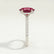 Lively hidden halo engagement ring with an oval lab-grown ruby centre stone on a pavé-set band, end-on view showing the setting and band.