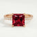 Lively princess ruby and diamond hidden halo ring in rose gold – view 1