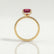 Lively princess ruby and diamond hidden halo ring in yellow gold – view 2
