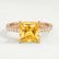 Lively princess yellow sapphire and diamond hidden halo ring in rose gold – view 1