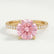 LIVELY - Round Pink Lab Diamond 18k Yellow Gold Petite Hidden Halo Pavé Shoulder Set Ring