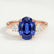 LOUELLA - Oval Blue Sapphire Oval Petite Trilogy Engagement Ring 18k Rose Gold