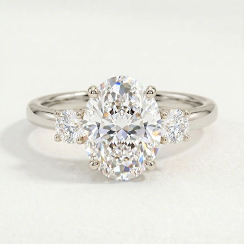 LOUELLA - Ready to Ship 1.03ct Oval Lab Diamond Platinum 950 Trilogy Ring