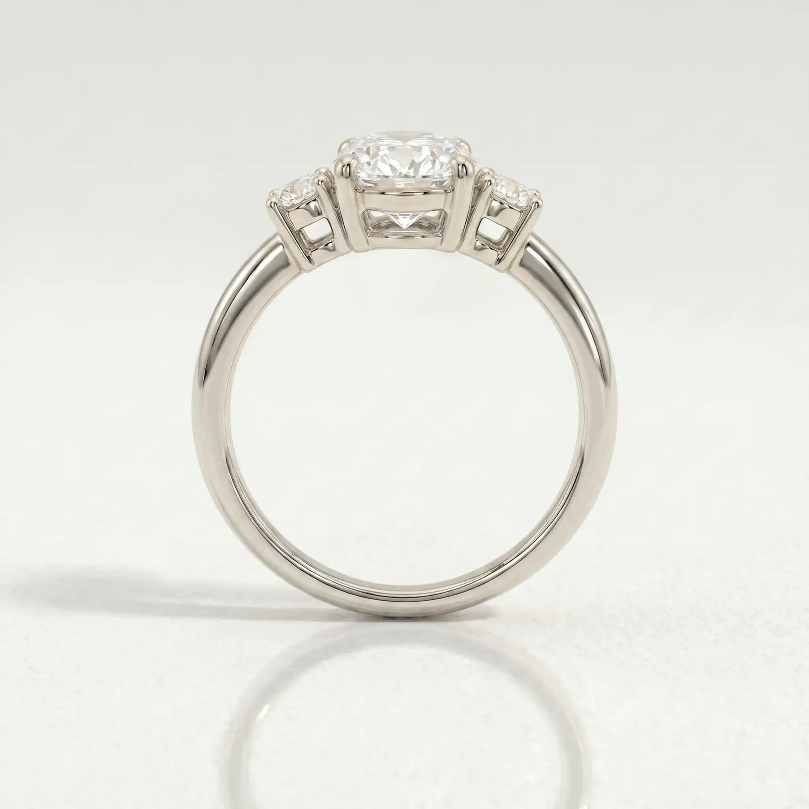 LOUELLA - Oval Lab Diamond 18k White Gold Trilogy Ring Engagement 