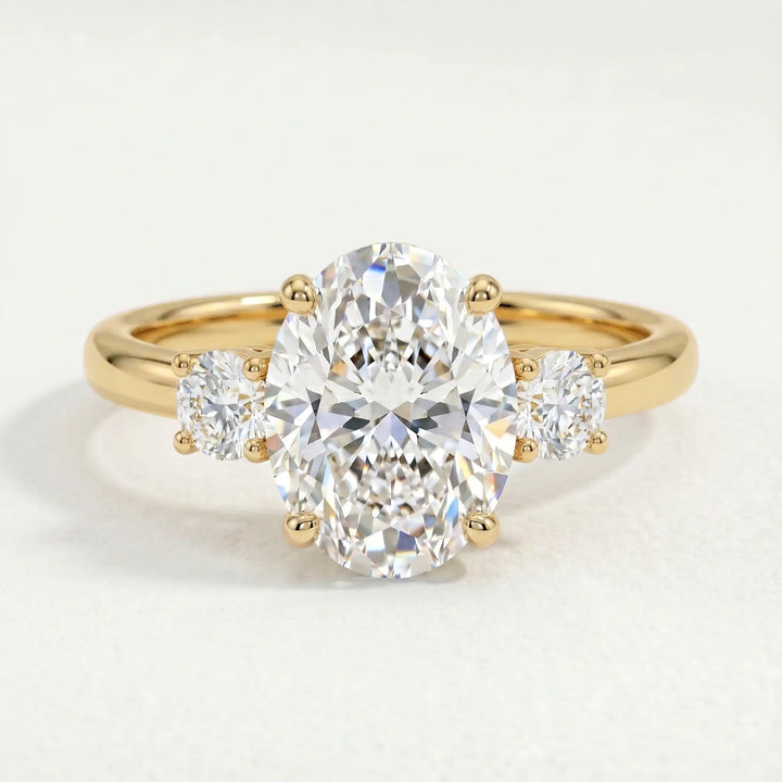 LOUELLA - Oval Lab Diamond 18k Yellow Gold Trilogy Ring