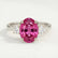 LOUELLA - Oval Pink Sapphire Oval Petite Trilogy Engagement Ring 18k White Gold