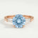 LOVETTA - Round Aquamarine Blue Sapphire & Diamond Baguette 18k Rose Gold Trilogy