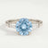 LOVETTA - Round Aquamarine Blue Sapphire & Diamond Baguette 18k White Gold Trilogy