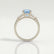 LOVETTA - Round Aquamarine Blue Sapphire & Diamond Baguette 18k White Gold Trilogy