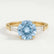 LOVETTA - Round Aquamarine Blue Sapphire & Diamond Baguette 18k Yellow Gold Trilogy
