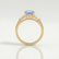LOVETTA - Round Aquamarine Blue Sapphire & Diamond Baguette 18k Yellow Gold Trilogy