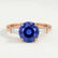 LOVETTA - Round Blue Sapphire & Diamond Baguette 18k Rose Gold Trilogy