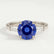 LOVETTA - Round Blue Sapphire & Diamond Baguette Platinum Trilogy