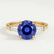 LOVETTA - Round Blue Sapphire & Diamond Baguette 18k Yellow Gold Trilogy
